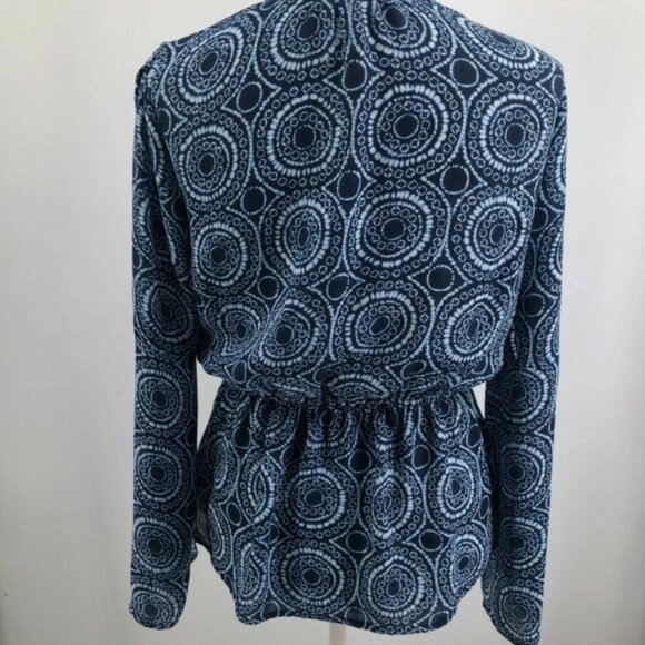 Michael Kors Blue White Medallion Print Blouse - Picture 2 of 5